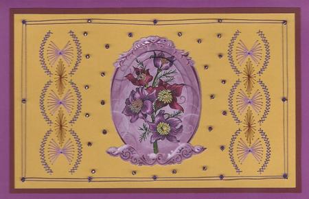 Purple Bouquet Fancy Scrolled Oval Pyramid by Irene Jardine
