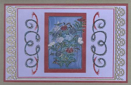 Japanese Floral Notecards 12a, Dianthus, A5 Pyramid Card by Irene Jardine