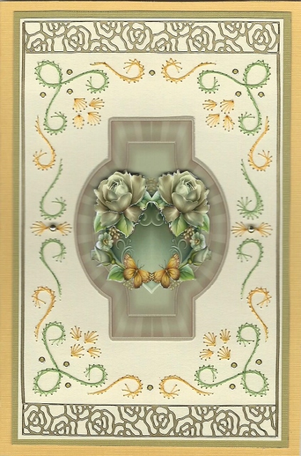 Shield Pastel Green Vintage Roses by Irene Jardine
