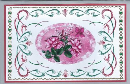 Oval Toppers Pink Winter Roses by Irene Jardine