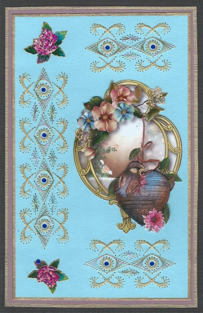 Wooden Heart, Summer Flowers & Golden Frame by Irene Jardine