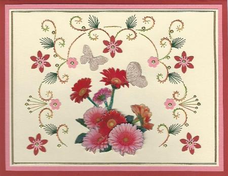Gorgeous Gerberas Decoupage Card Front by Irene Jardine