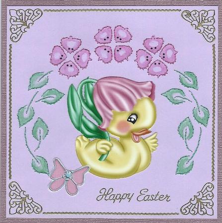 Easter Chick with Butterflies 8x8 by Irene Jardine