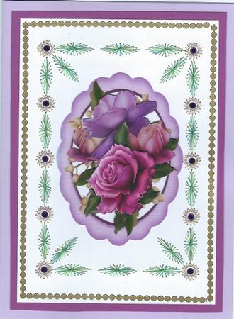 Lovely Lilac Roses on a Scalloped Frame  by Irene Jardine