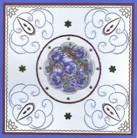 Mauve Rose Card Front with Petal Stacker by Irene Jardine