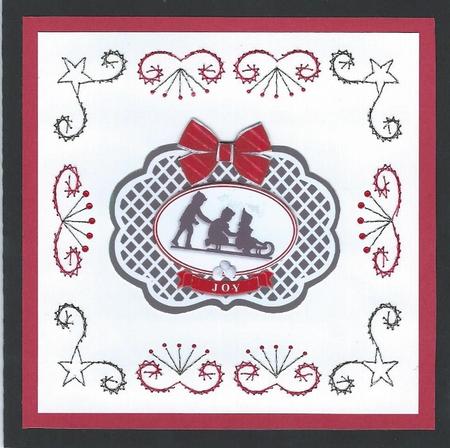 Let It Snow Oval Trellis Decoupage Card Topper by Irene Jardine