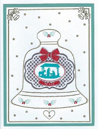Nativity Silhouette Oval Trellis Decoupage Card Topper by Irene Jardine