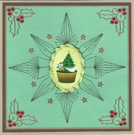 Dome Shaped Cupcake Christmas Card Front by Irene Jardine