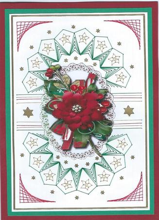 Poinsettia on Butterfly Lace  by Irene Jardine