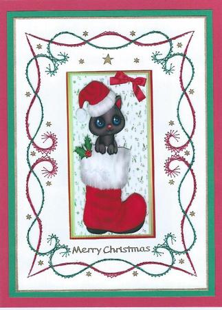 D.l Little Kitty in a Red Santa Booy with Incert by Irene Jardine