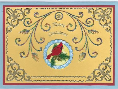 4 x 4 Red Cardinal Bird Decoupage Card Toppers by Irene Jardine