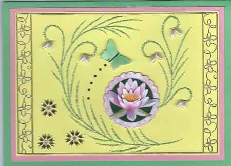 4 x 4 Water Lily Decoupage Card Toppers by Irene Jardine