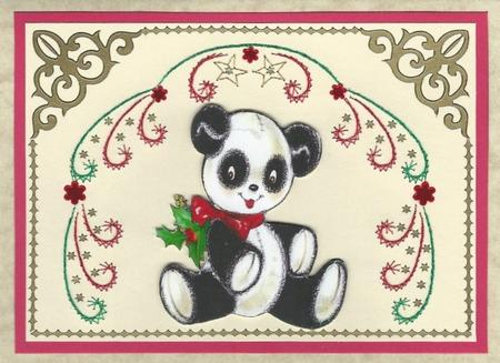 Over the Edge Christmas Panda by Irene Jardine