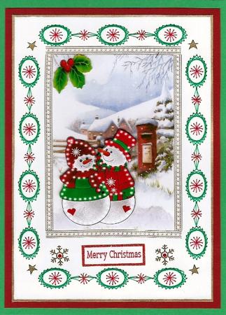Illuminated Mr & Mrs Snowman in Snow Scene by Irene Jardine