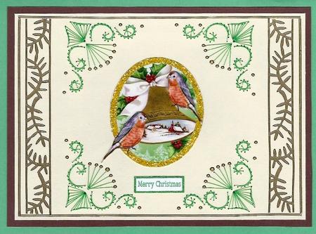 Robin with Gold Bell, and Snow Scene Over the Edge by Irene Jardine