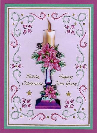 Candle & Poinsettias Christmas by Irene Jardine