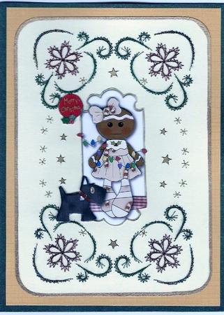 Scottie Dog Christmas Card Topper by Irene Jardine