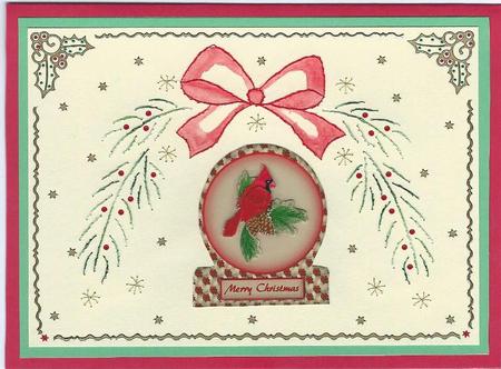 Gloe Shaped Card with Red Robin with Insert by Irene Jardine