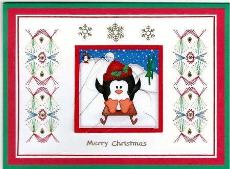 Xmas Penguin Fan Pyramage Topper by Irene Jardine