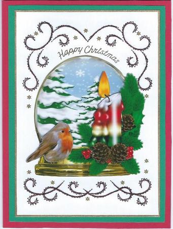 Snow Scene with Trees and Rainbow Candle 8x8 by Irene Jardine