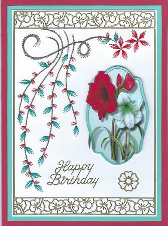 Beautiful Amaryllis in a Filigree Frame  by Irene Jardine