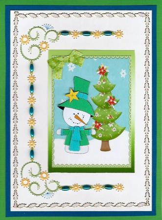 Snowman Dressed in Green by Irene Jardine
