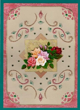 Mixture of Roses 7x7 Card with Decoupage by Irene Jardine