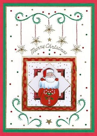 Santa in a Mitten 7x7 Card with Decoupage by Irene Jardine