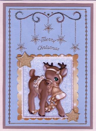 Gold Reindeer with Stars 8x8 by Irene Jardine