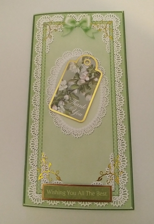 Dl Pearls, Lace and Ribbon Plain Card Base by Liz Fawcett
