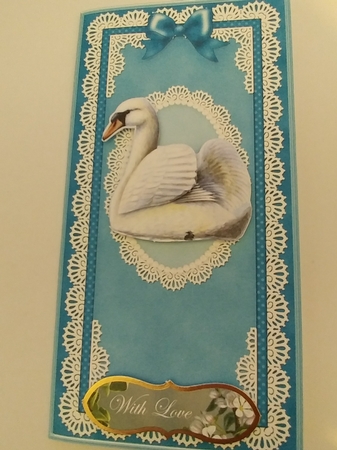 Dl Pearls, Lace and Ribbon Plain Card Base by Liz Fawcett