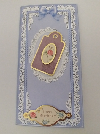 Dl Pearls, Lace and Ribbon Plain Card Base by Liz Fawcett