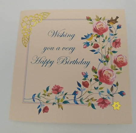 Climbing Roses Quick and Easy Print, Cut and Fold Birthday Card  by Liz Fawcett