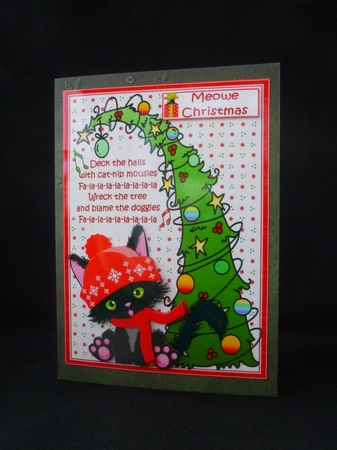 cat-nip Christmas decoupage by Jayne Jones