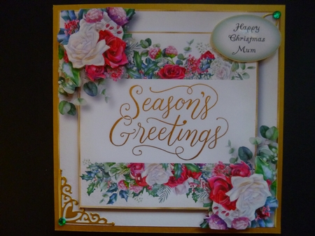 Seasons Greetings Holly & Roses by Jayne Jones