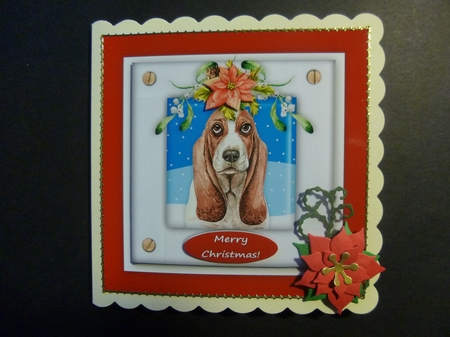 Christmas Puppy Dog (6) 6 x 6 Card Topper With Masses Of Greetings Tags by Jayne Jones