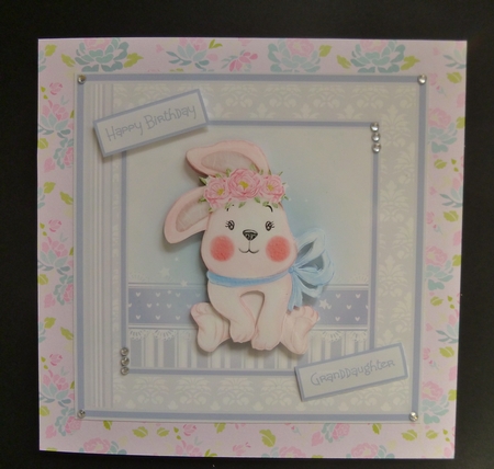 Spring rabbit 7x7 card by Jayne Jones