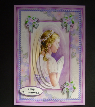 First Communion Girl in lovely flower frame by Jayne Jones