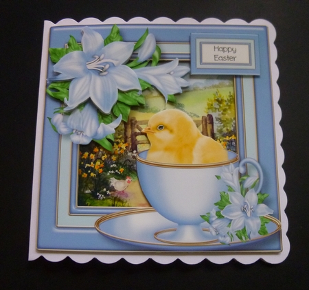 Easter Chick & Blue Lilies by Jayne Jones