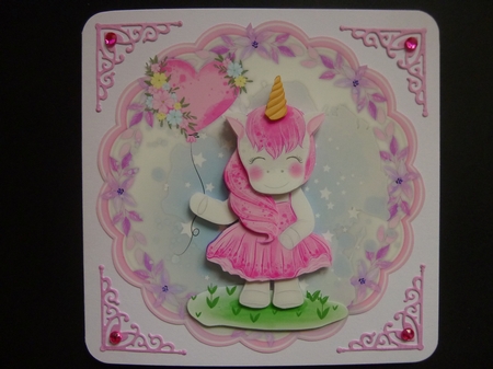 Cute Unicorn  in a Flower Frame by Jayne Jones