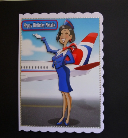 Air Hostess Blue and Red 2 by Jayne Jones