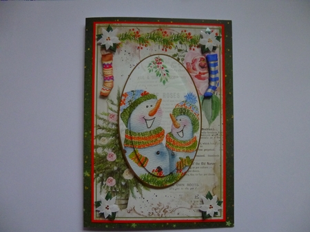 So cute Christmas Snowmen Decoupage Topper 1 by Jayne Jones