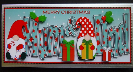 Christmas Gnomes with presents MUM & DAD large dl by Jayne Jones