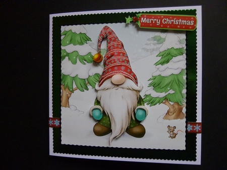 Alfred the Christmas Gnome 7x7 Quick Card by Jayne Jones