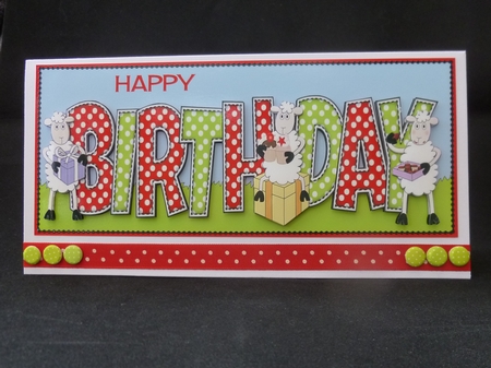 Sheep and Presents Birthday Large Dl by Jayne Jones