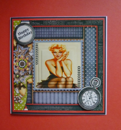 Cardtopper Pin Up Girl Blue 588 by Jayne Jones