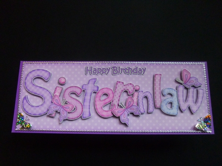 Large Dl Birthday Sister in Law Butterflies 3D Decoupage by Jayne Jones