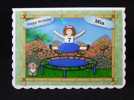 Girl on a Trampoline with blue skirt SBS by Jayne Jones