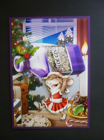 Mrs Christmas Sloe Gin Mouse Decoupage Sheet by Jayne Jones