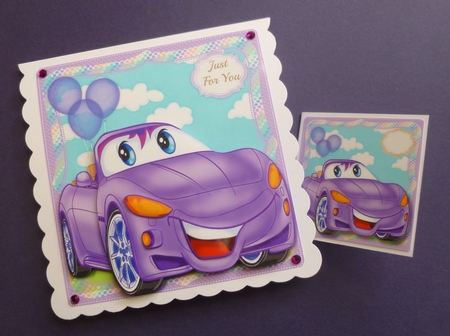 little Mauve  Birthday Car by Jayne Jones